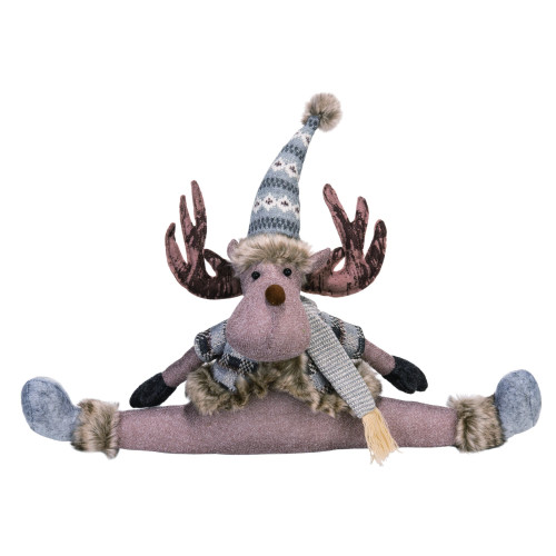 21" Gray and Brown Sitting Moose Christmas Plush Figurine