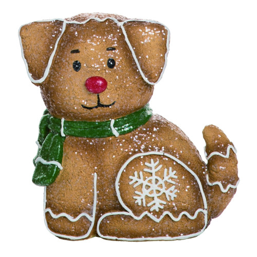 6" White and Brown Christmas Gingerbread Puppy Figurine