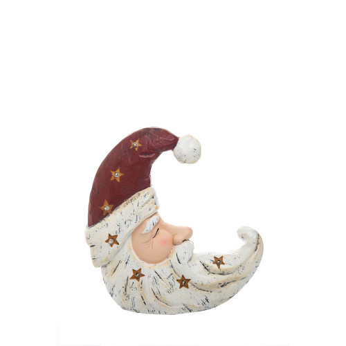 13" White and Red Christmas Light Up Moon Santa Hat Figurine