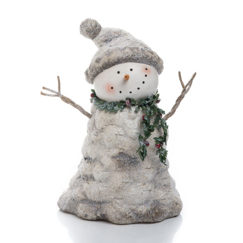 12'' White Rustic Snowman Christmas Tabletop Decor