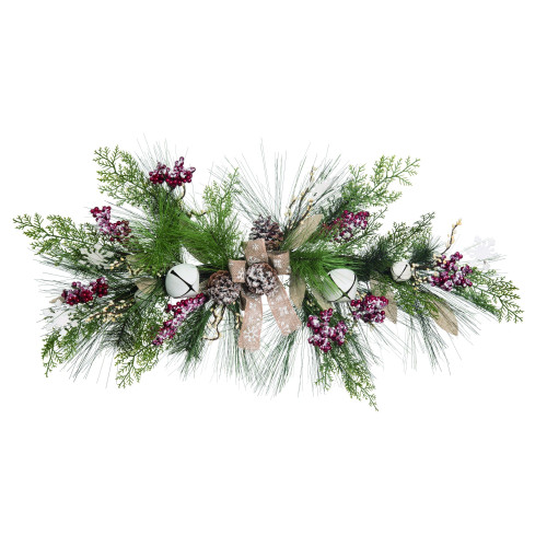 32" Vibrantly Colored Christmas Greenery with Berry Swag - Unlit