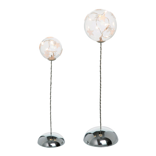 Set of 2 Clear Pre-Lit Star Orbs Christmas Tabletop Decors 12"