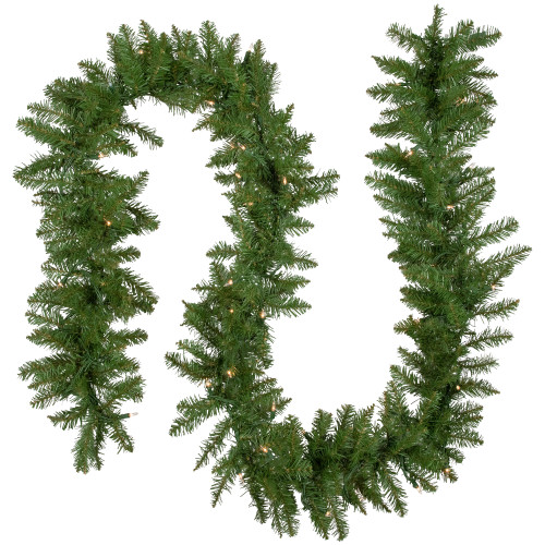 Pre-Lit Northern Pine Artificial Christmas Garland - 9' x 10" - Clear Lights
