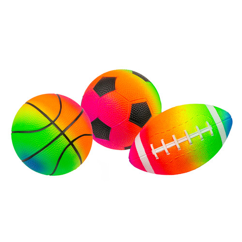 Set of 3 Rainbow Pebble Textured PVC Sports Water Sports Balls