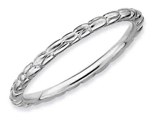 Stackable Expressions Sterling Silver Rhodium Twisted Stackable Ring - QSK179T8