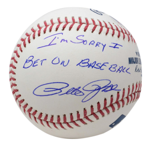 Pete Rose Signed Cincinnati Reds MLB Baseball Sorry I Bet on Baseball BAS