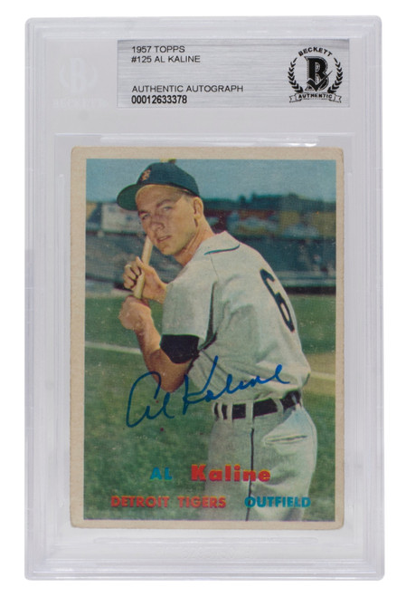 Al Kaline Signed 1957 Topps #125 Detroit Tigers Baseball Card BGS