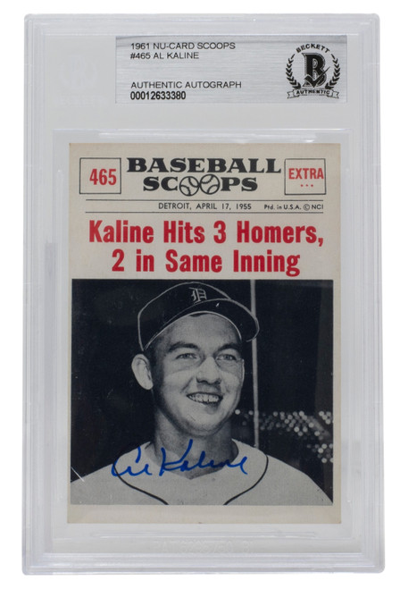 Al Kaline Signed 1961 Nu-Card Scoops #465 Detroit Tigers Baseball Card BGS