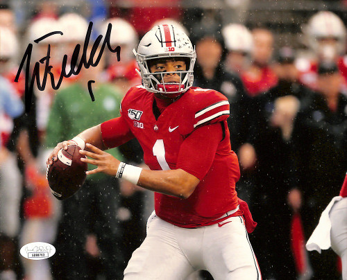Justin Fields Signed 8x10 Ohio State Buckeyes Snow Photo JSA SD
