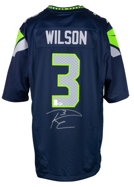 Russell Wilson Signed Seattle Seahawks Blue Nike Football Jersey Wilson BAS