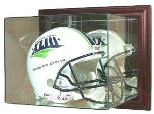 Wall Mounted Cherry Wood Full Size Football Helmet Display Case