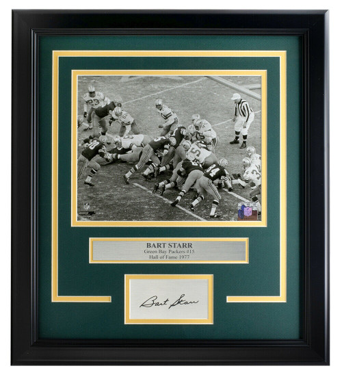 Bart Starr Packers Framed 8x10 Ice Bowl Photo w/ Laser Engraved Autog
