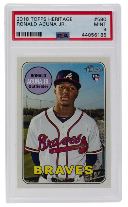 Ronald Acuna Jr. Braves 2018 Topps Heritage Card Slabbed MINT 9 PSA