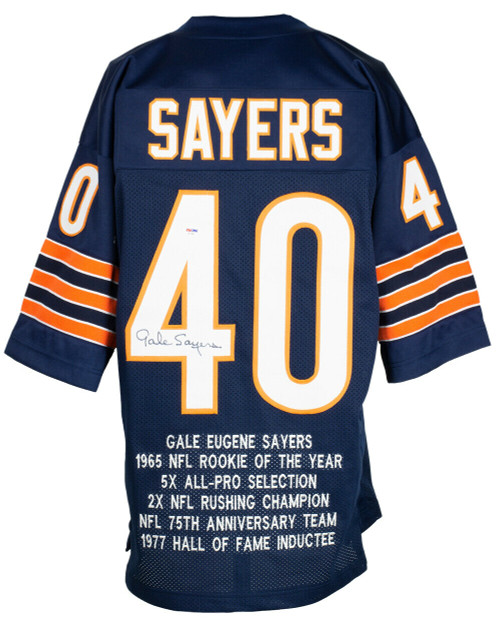 Gale Sayers Signed Blue Custom Stats Pro Style Football Jersey PSA/DNA