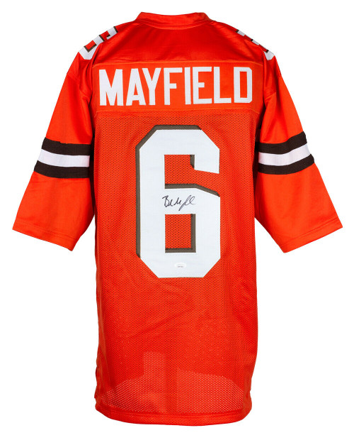Baker Mayfield Signed Custom Orange Pro-Style Football Jersey JSA ITP