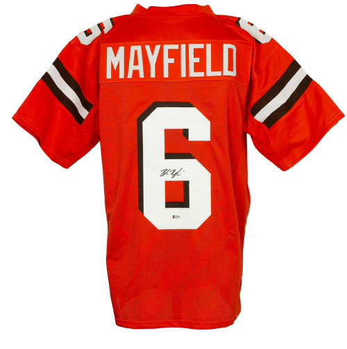 Baker Mayfield Signed Custom Orange Pro-Style Football Jersey BAS