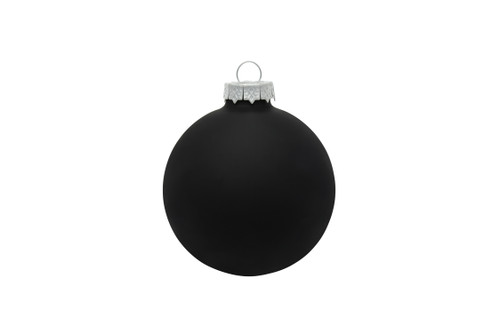 12ct Black Matte Glass Christmas Ball Ornaments 2.75" (70mm)