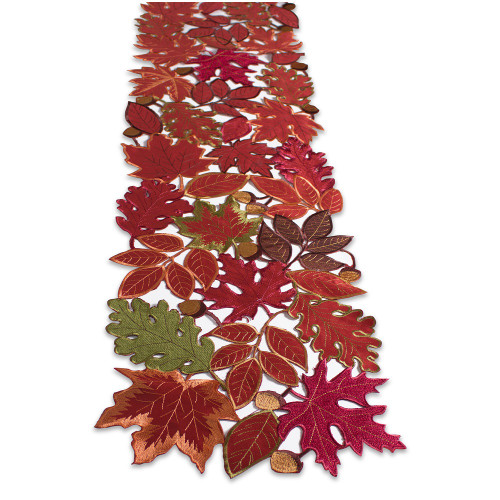 Pack of 2 Red, Orange, and Green Fall Leaf Runner 13W x 72L Polyester 20"