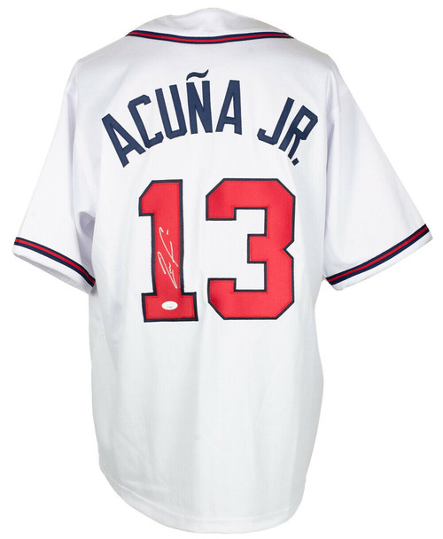 Ronald Acuna Jr. Signed Custom White Pro Style Baseball Jersey JSA