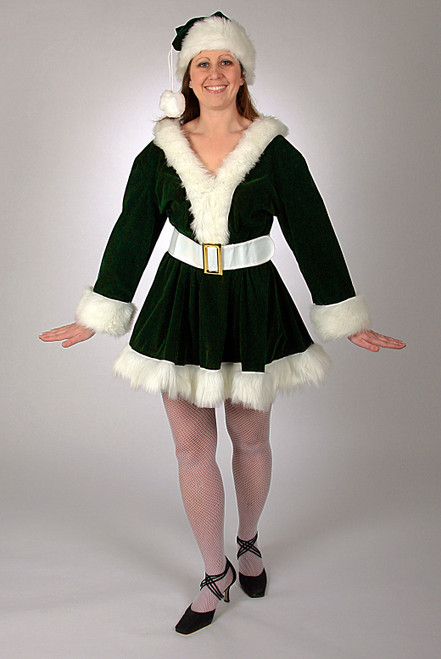 3 Piece Green Velvet Perky Christmas Pixie with White Trim – Size Large