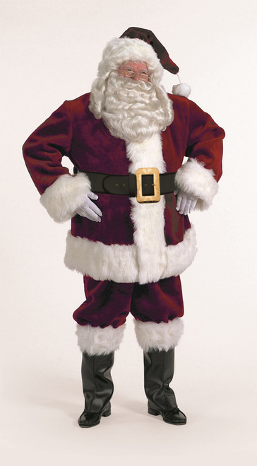 7-Piece Majestic Santa Clause Suit Deluxe Costume Thick Burgundy - Adult Size XXL