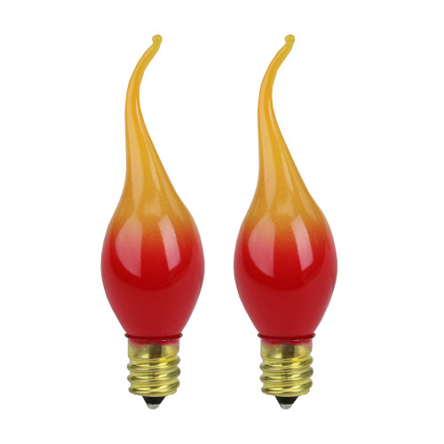 Pack of 2 Red and Yellow Flame Electric Candle Lamp Replacement Light Bulbs
