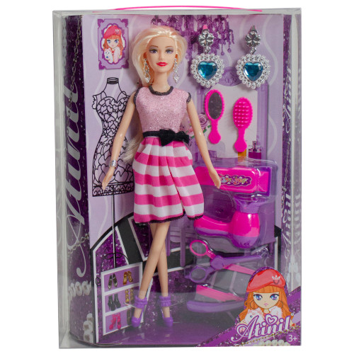 11" Pink Beauty Diva Hair Styling Fashion Play Doll  with Accessories