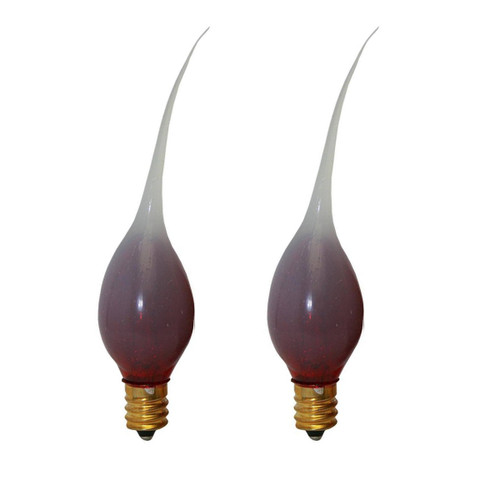 Pack of 2 Red Glow Silicone Electric Candle Lamp Replacement Light Bulbs