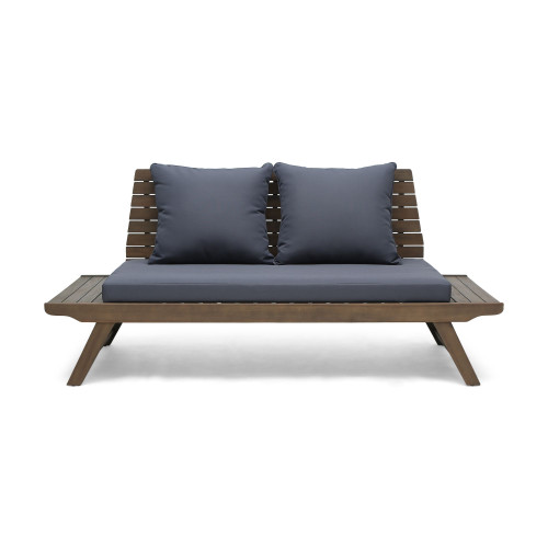 65" Gray Contemporary Outdoor Patio Loveseat with Cushions