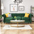 84.5" Emerald Green and Brown Traditional Tufted Sofa with Scroll Arms