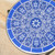 13" White and Blue Contemporary Outdoor Patio Round Side Accent Table