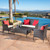 4-Piece Brown Wicker Outdoor Furniture Patio Chat Set - White Cushions