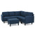 6-Piece Blue Solid Contemporary Sectional Couch with Storage Ottoman 35.5"