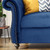 84.5" Blue and Brown Traditional Tufted Sofa with Scroll Arms