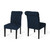 Set of 2 Navy Blue and Matte Black Modern Upholstered Dining Chairs 37.50"