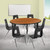 8-Piece Oak Brown and Black Collaborative Activity Table Set 48"
