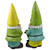 Set of 2 Green and Yellow Gnome Outdoor Garden Statues 12.25"