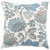 18" White and Blue Floral Outdoor Patio Square Throw Pillow