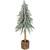 14.75" Flocked Downswept Artificial Mini Pine Christmas Tree with Bark Base- Unlit