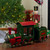 34" Green, Red and Gold Metal Train Figurine Tabletop Christmas Decoration