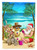 Beach Christmas Santa Claus and Sandman Flag Canvas House Size APH5148CHF