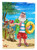 Beach Christmas Santa Claus Swimming Flag Canvas House Size APH5150CHF