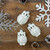 3ct Silver and White Owl Matte Glass Christmas Ornaments 2.5"