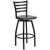 44.5" Black and Walnut Brown Traditional Swivel Bar Stool