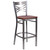 42.25" Clear and Red Traditional X Back Restaurant Barstool