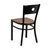 32.5" Black Circle Back Metal Restaurant Chair with Cherry Wood Seat