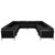 Set of 10 Black Leather U- shape Reception Configuration Chair with Tufted Seat, 113”