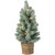 B/O LED Mini Flocked Artificial Christmas Tree with Burlap Base - 17" - Clear Lights