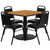 5-Piece Black and Brown Square Laminate Table with Trapezoidal Back Banquet Chairs 36''