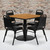 5-Piece Black and Brown Square Laminate Table with Trapezoidal Back Banquet Chairs 36''